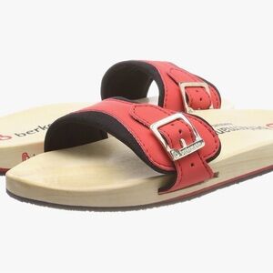 Berkemann Red and Black Sandals with Silver Buckle
